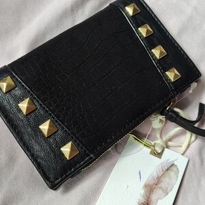 Studded Black Leather Clutch